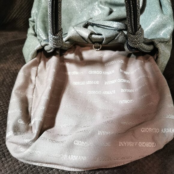 Olive/Cream/Silver Stingray Calfskin Satchel EUC #266 - Picture 8 of 15